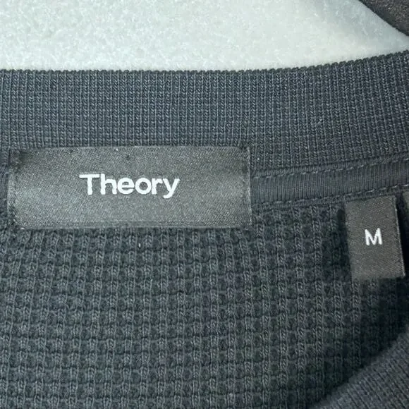 Theory shirt men's Medium thermal waffle henley black cotton